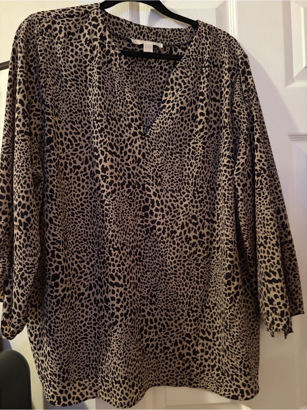 Michael Kors Leopard Print V-Neck Blouse - Beige and Black